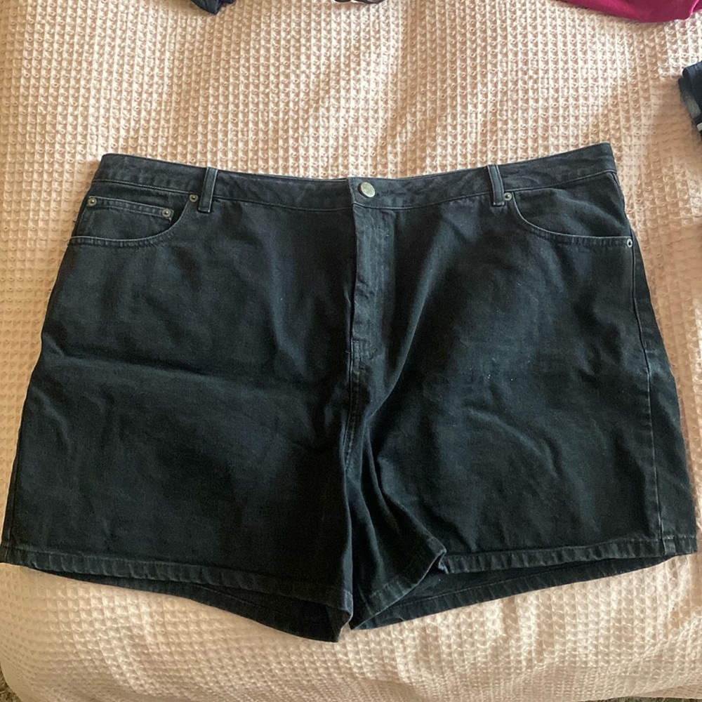 ASOS black denim mom jean shorts